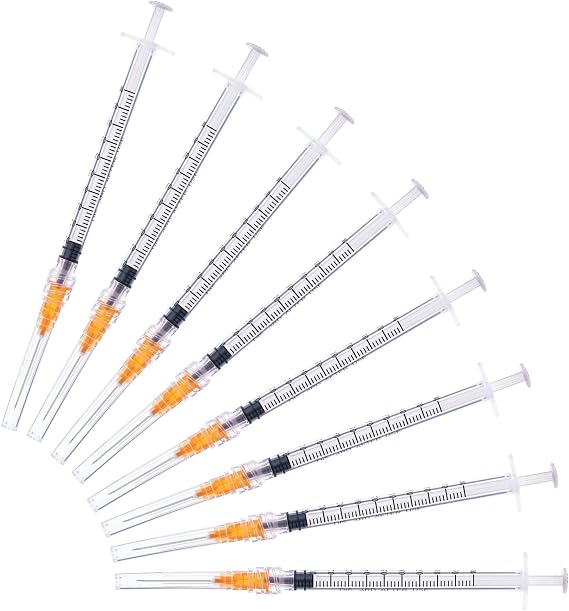 Disposable 1ml syringe with 25G 1inch Lab Supplies, Individually Packaged 50Pack