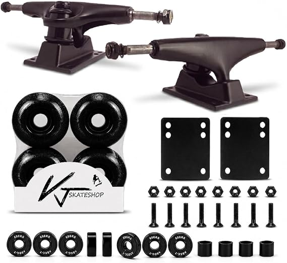 VJ Skateboard Trucks Wheels Bearings Hardware Riser Pad Kit for 7.5-8" Deck