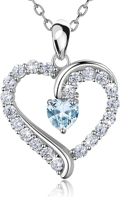 Billie Bijoux Heart Jewelry Necklaces for Women 925 Sterling Silver Birthstone Necklace Birthday Gifts for Women Wife Mom