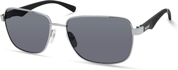 Timberland Men's TBA9263 Casual Lightweight Metal Sunglasses Rectangular Lens Shape Polarized Green Lens Matte Black
