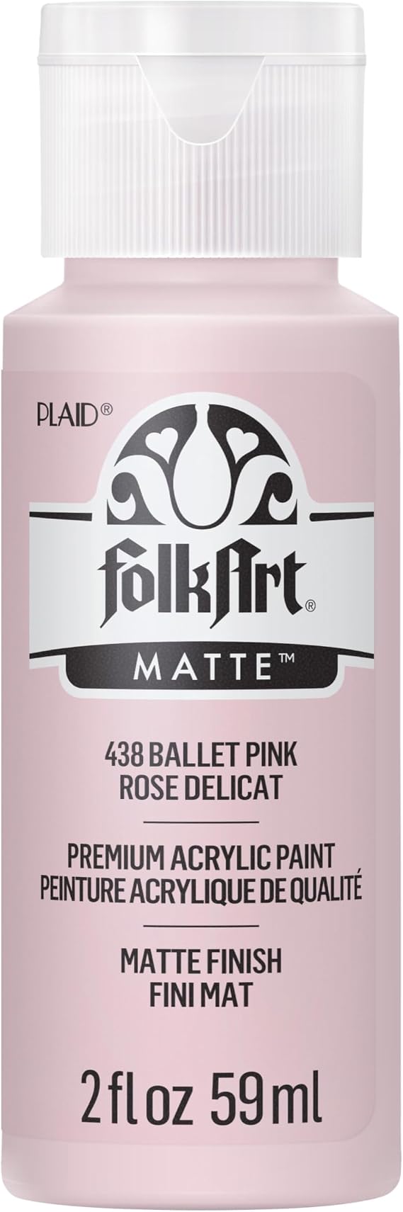 FolkArt Acrylic Paint in Assorted Colors (2 oz), 438, Ballet Pink
