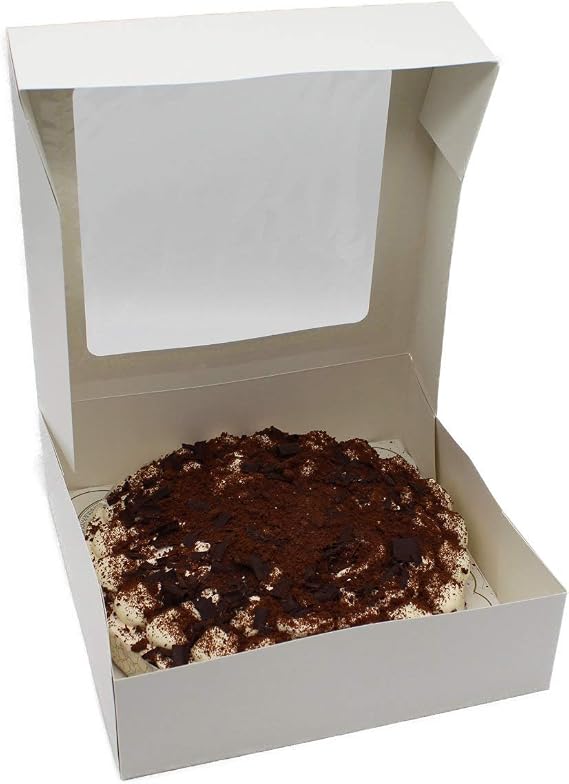 BAMI Cake Box Solid Cardboard Cake Box White with Window Lid