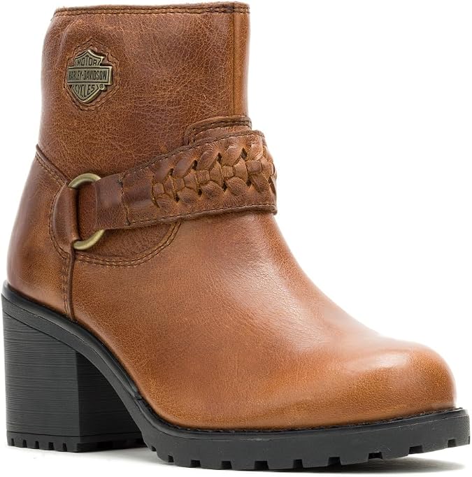 Harley-Davidson Footwear Womens Kitty Harness Casual Boots Ankle Mid Heel 2-3"
