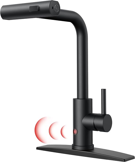 FORIOUS Touchless Waterfall Kitchen Faucet with Pull Down Sprayer
