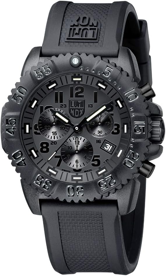LUMINOX Chronograph Black Navy Seals Mens Watch XS.3081.BO.F 200 Meter Waterproof, Sapphire Crystal, Rubber Strap