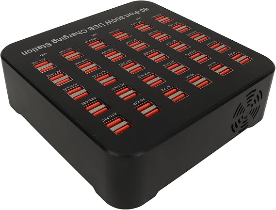 60 Ports USB Charging Station, 300W Multi Port USB Charging Station, USB Charger Dock Organizer, for Smartphone Tablets School Hotel, US Plug 100-240V