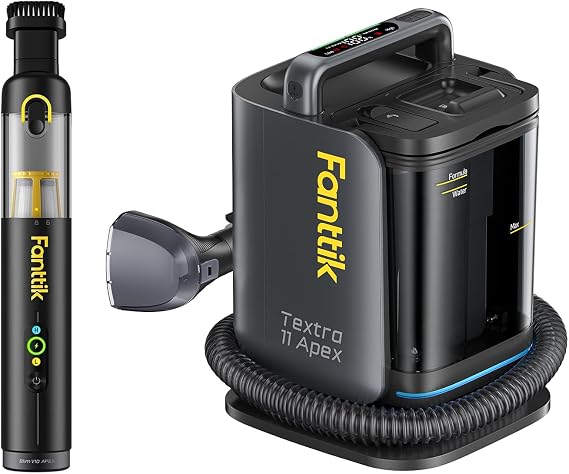 Fanttik Slim V10 APEX Cordless Car Vacuum & Textra 11 Apex Cordless Carpet and Upholstery Cleaner