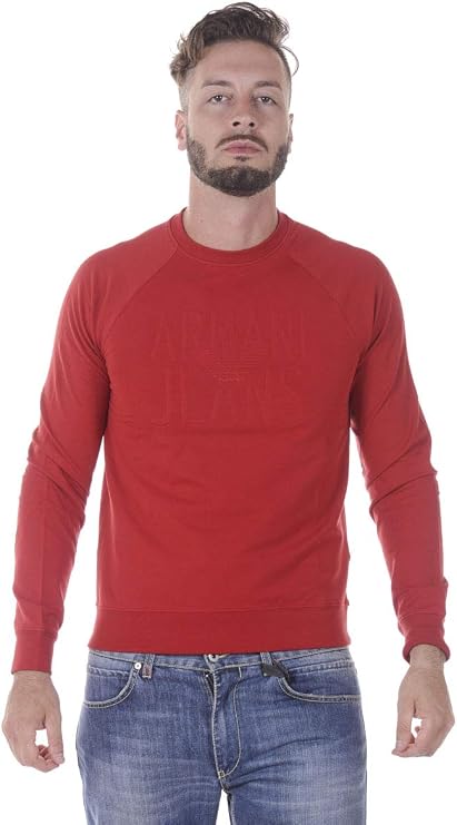 ARMANI JEANS 6Y6M08 Round Neck Thin Red Sweatshirt