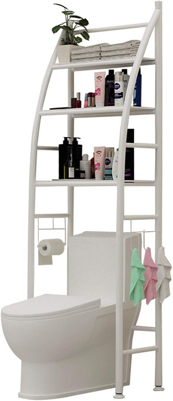 3-Layer Over Washing Machine Storage Rack Utility Metal Bathroom Shelf, Over The Toilet Space-Saving Bearing, Multifunctional Space Saving Organizer,White