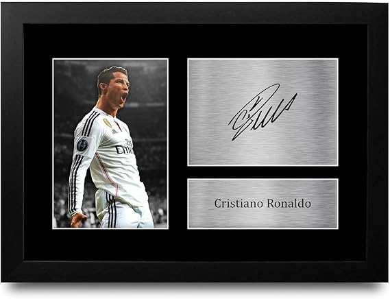 HWC Trading FR A4 Cristiano Ronaldo Gifts Printed Signed Autograph Photo for Football Fans and Fans - A4 Framed