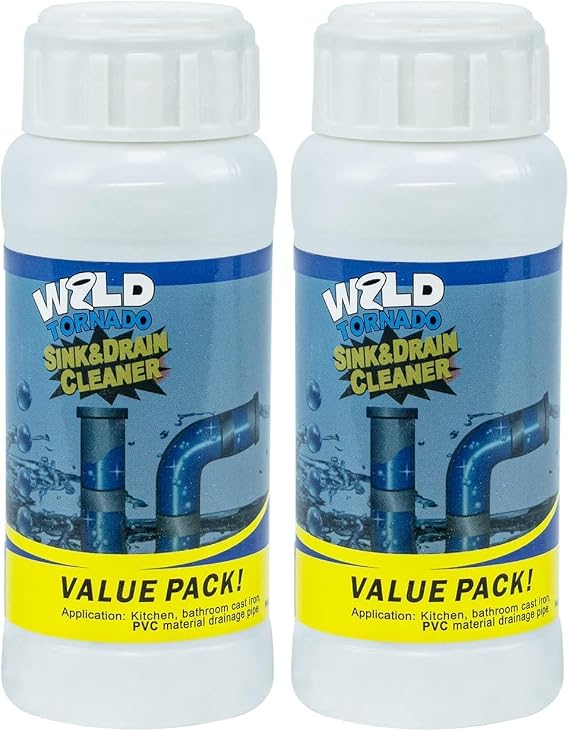 Wild Tornado Pipe Dredge,Powerful Sink Cleaner Powder Fast Foaming for Kitchen Toilet Pipeline Quick Cleaning Tool(2pcs)