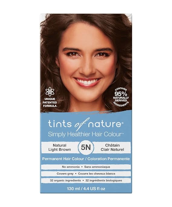 Tints of Nature 5N Natural Light Brown Permanent Hair Dye, Vegan 4.4 fl oz