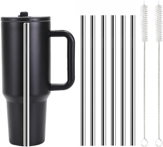 Replacement Straws for Hydrojug traveler 40 oz, Reusable Stainless Steel Straws with 2PCS Straw Cleaner Brushes Compatible with HydroJug Accessories