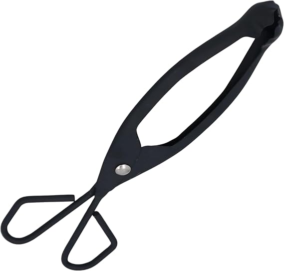 ADEPTNA Fire Side Log/Coal Tongs - 30cm Cast Iron Grabber Tongs for Small Logs, Coal, Fire Pits, Wood Burners & Open Fires - Heat Resistant, Scissor-Type Action, Durable Pressed Steel Construction for