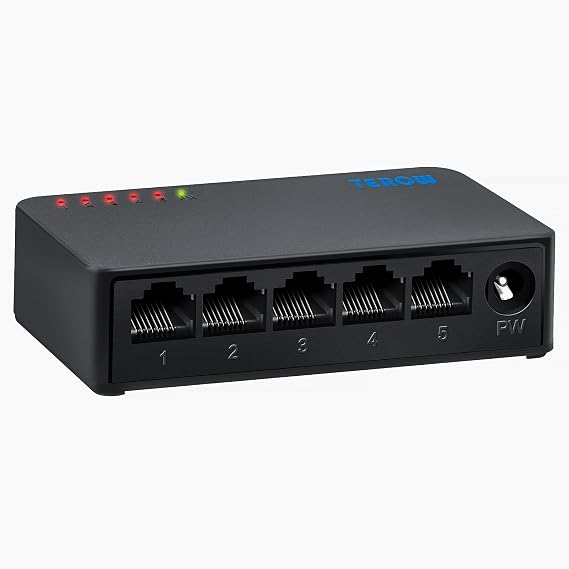 Network Ethernet Switch,Gigabit Portable, Plug&Play,Fanless Housing,Black, for Home/Office,5 Port Stability