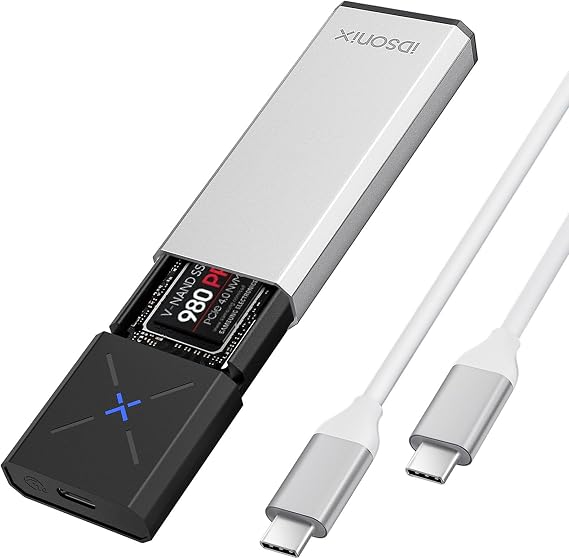 iDsonix M.2 NVMe PCIe SSD Enclosure Adapter Tool Free Aluminum, NVMe to USB C 3.2 Gen 2 10Gbps PCIe External Enclosure, Supports M-Key/B+M Key, with UASP Trim for 2230/2242/2260/2280 SSD