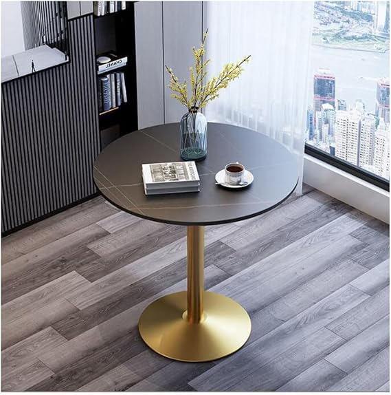 Marble Round Dining Table 80cm with Tulip Design Pedestal Base for Home Office Living Room Kitchen Elegant and Sturdy Table for Leisure and Dining Color: White