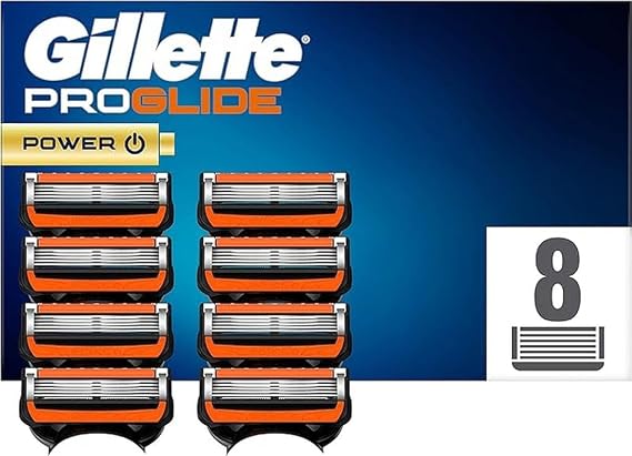 Gillette ProGlide Power tıraş bıçağı, 8 yedek bıçak, ıslak tıraş makineleri için, erkekler için, 5 kat bıçak ağzı