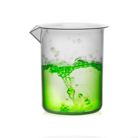 EISCO Plastic Beaker, 250ml - Polypropylene Plastic - Raised Graduations, Tapered Spout - Euro Design