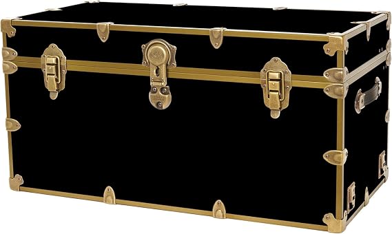 Rhino Classic XXL College Trunk, Storage Chest with Wheels, Antique Brass