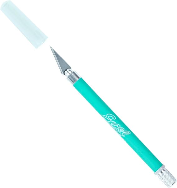 Soft Grip Hobby Knife, Excel Blades K18 with Safety Cap, American Made Light Duty Craft Knife (One Assorted Color)