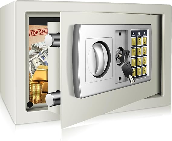 Digital Safe Box Fireproof Waterproof Safety Electronic Security Steel Money Cash Home Office Digital Safe 8.5L White