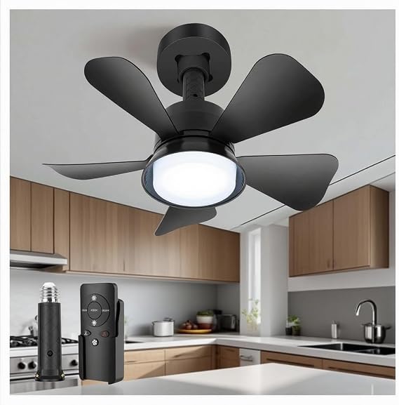 Small Ceiling Fans with Lights and Remote, 1000 Lumens 3000-6000K Dimmable Fan Lights, Easy Install Screw in E26 Base for Bedroom,Kitchen,Closet