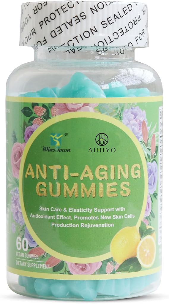 AIHIYO Anti-Aging Gummies, Promotes New Skin Cells Production Rejuvenation, Anti-Wrinkle & Antioxidant Support, Lemon Flavor, 60 Count