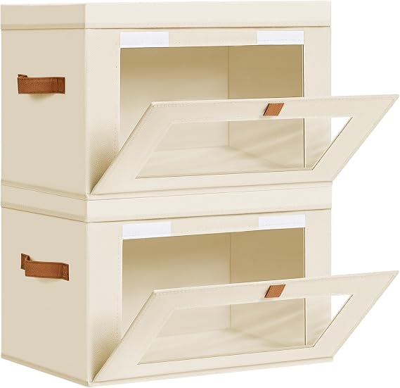 DIMJ Large Wardrobe Storage Boxes 2 Pack 70L Fabric Storage Boxes with Lids