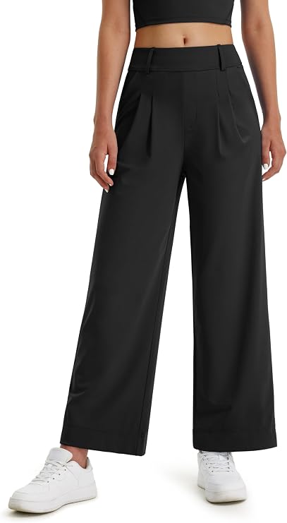 Libin Women's Wide Leg Dress Pants High Waisted Stretch Work Casual Sweatpants Trousers with Pockets