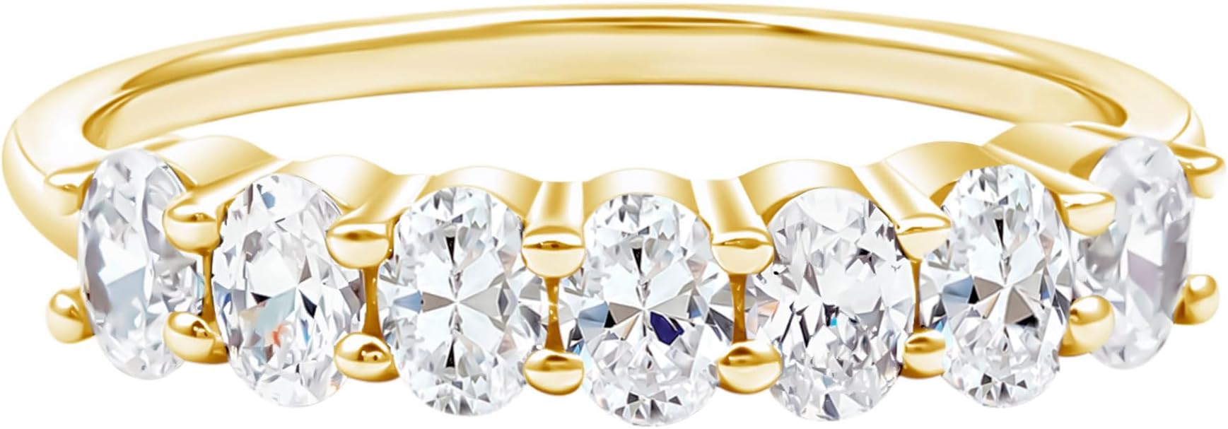Certified Oval Lab Grown Diamond Wedding Eternity Band, Ef-Vs Quality