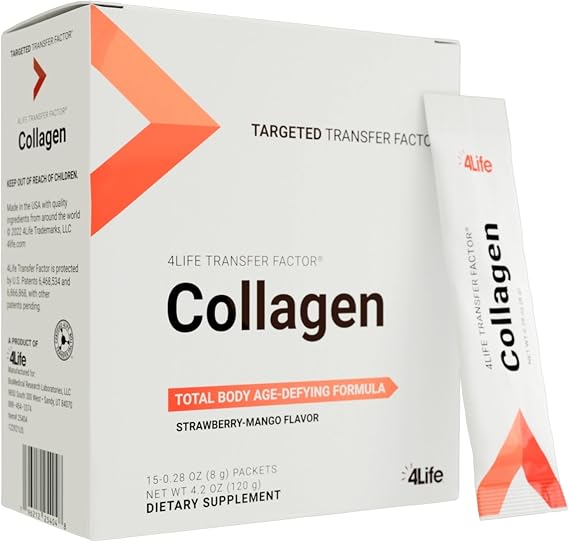 4Life Transfer Factor Collagen Powder with Vitamins Biotin, 15 Packets
