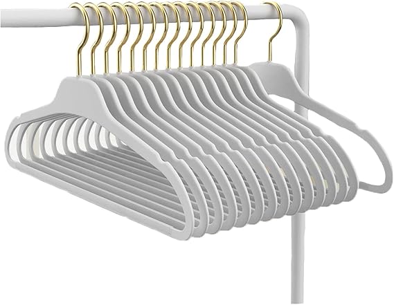 Hanger Storage Rack, Hangers 20 Pack Heavy Duty, Lightweight & Space Saving Plastic Hangers for Closet Laundry Dry Cleaning Room (Gray)