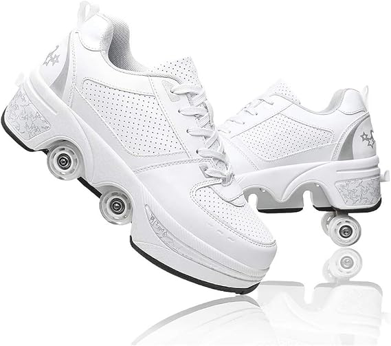Multifunctional Roller Skates Shoes Deformation Automatic Walking Shoes with Double-Row Deform Wheel Adult Children's Skating Shoes