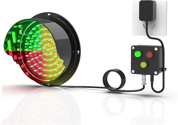 Red/Green/Yellow LED Loading Dock Traffic Lights, 3 in 1 Industrial Signal Stop Go Light, Wall Mounted Loading Dock Bay Light, Button Control, Multicolor Guidance, Plug & Play(200mm/8in)
