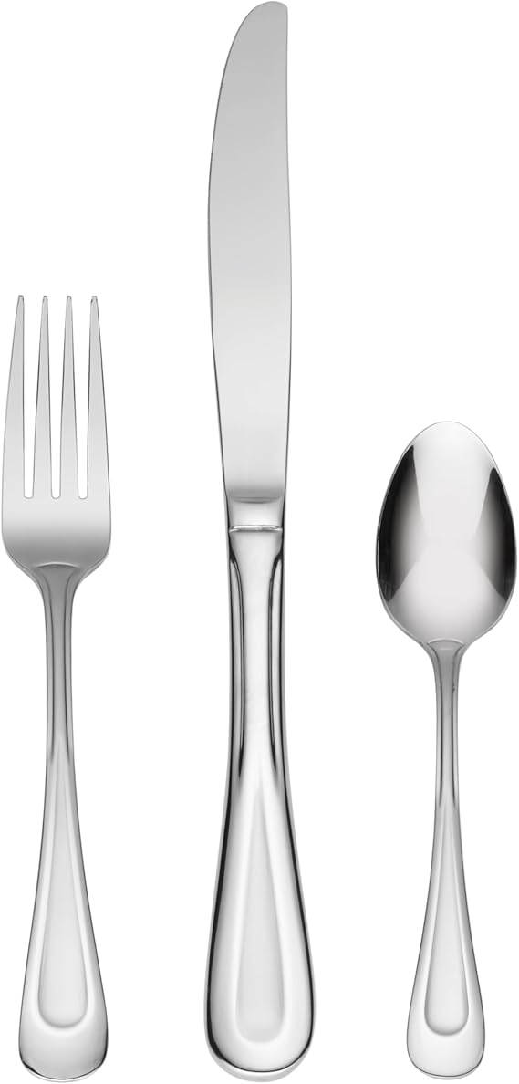 Oneida Satin Sand Dune 12 Piece Everyday Flatware Set, Service for 4 , 18/0 Stainless Steel, Silverware Set, Dishwasher Safe