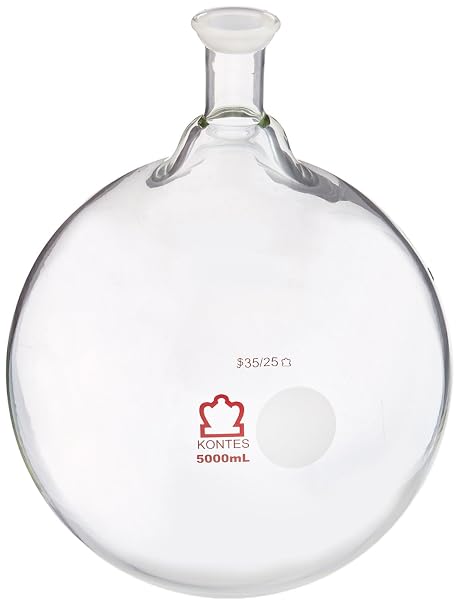 Kimble Chase KIMAX 601050-1036 Borosilicate Glass Round Bottom Distilling Flask, 35/25 Spherical Joint Neck, 5000 ml Capacity