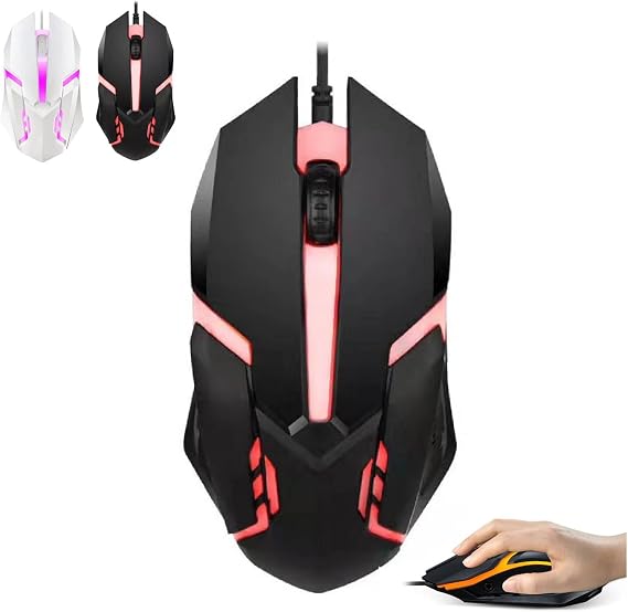 RGB Wired Computer Mouse, Usb Wired Optical Led Mouse for Gaming & Home Office, 1000 Dpi Accuracy, Easy Buttons,plug&play, Lightweight, Scroll Wheel, for Most Laptops (Black)