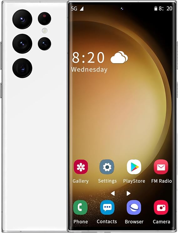 Gaming Smartphone: Equipped with facial recognition function, smartphone unit, 3 + 64 G large capacity memory phone, S23 Ultra white