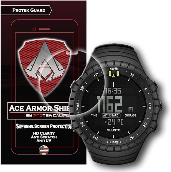 Ace Armor Shield Shatter Resistant Screen Protector for the suunto core all black military with free