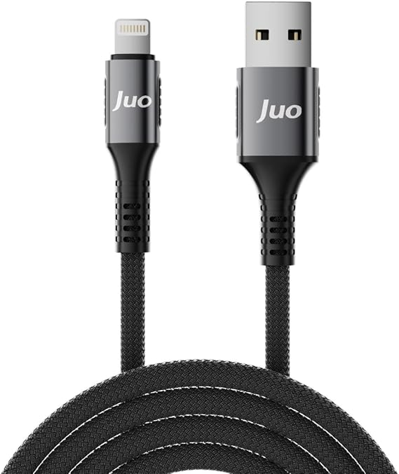 Juo 12W 2.4A USB-A to Lightning iPhone iPad ile Uyumlu Örgülü Hızlı Şarj ve Data Kablosu 1 Metre