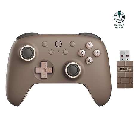8Bitdo Ultimate 2C Wireless Controller for Windows PC & Android (Brownie) | 1000Hz Polling Rate, Hall Effect Joysticks & Hall Triggers, Remappable L4/R4 Bumpers