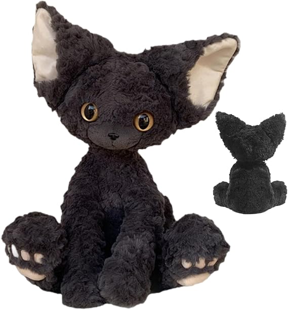 Cats Plush - Cute DevonRex Plush, Black Doll | Children Adult Birthday Animals | Soft Sofa Ornament, Cartoon Toys, Boys, Girls, Kids, Cats, Cute Toys 30cm/11.81"