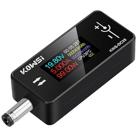 DC Voltage Tester DC Power Meter, 4-30V 0-12A Two-Way Measurement Voltage Current Capacity Amp Volt Voltmeter Ammeter Detector Digital Tester for DC5.5 x 2.5/2.1 Port Device