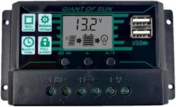 Solar Charge Controller, 150A 100A 60A 50A 30A 20A 10A MPPT PWM Solar Char Controller 12V 24V LCD Display 2 USB Port Solar Panel Battery Regulator,for Solar Panels(150A)