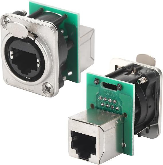 2PCS NE8FDP-B Ethercon RJ45 Panel Mount Chassis Socket | Pass/Feed Through, D Series, Cat5E Panel Mount Connector