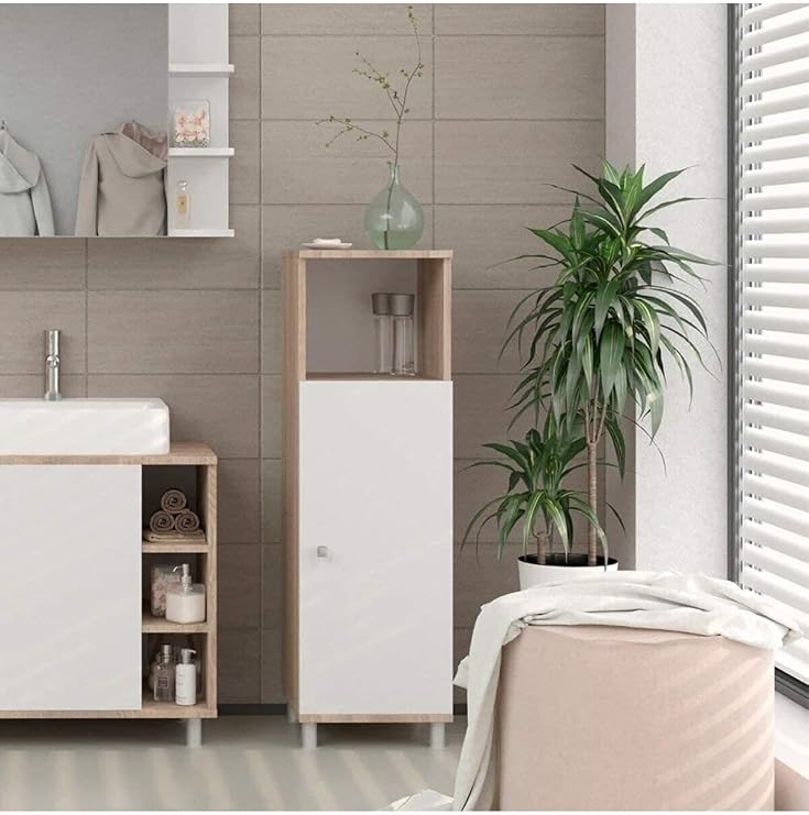 Tek Kapaklı 3 Raflı Banyo Dolabı Havlu Dolabı Sabunluk Kiler Dolabı Erzak Dolabı Çamaşır Dolabı Meşe