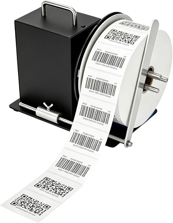Automatic Label Rewinder Machine, Label Rewinder for 1"/1.5"/3" Core, Adjustable Speed Sync with Printer, Max Label Diameter 7.28" Width 4.72" and 2 Way Winding Direction