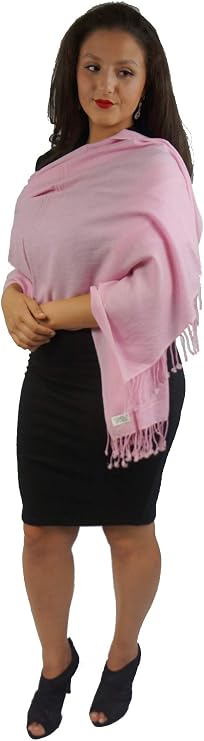 Pashmina Scarf/Shawl(3-Ply Solid Light Pink Regular Shawl)