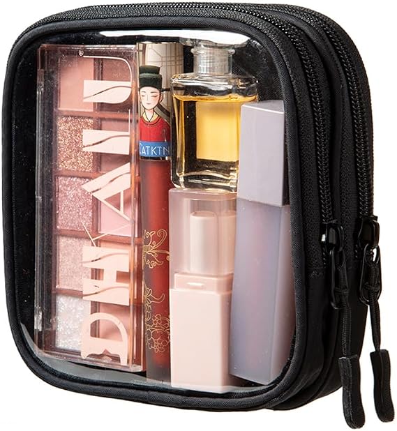 Small Clear Double Layer Pouch, Portable Makeup Bag, Mini Organizer for First Aid, Jewelry, Diaper Essentials, Snacks & Gifts(1)